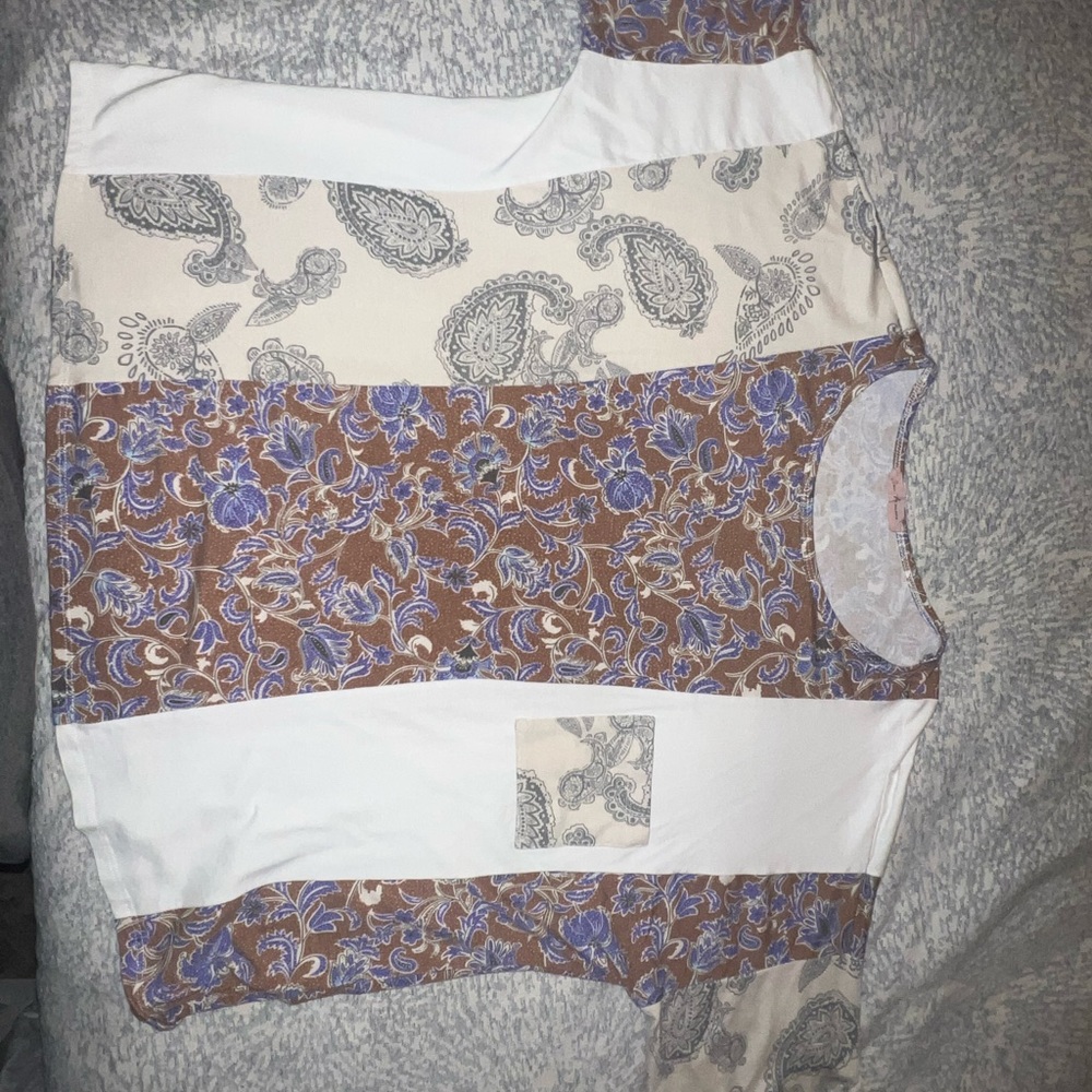 Ces Femme Floral Patterned Top in Brown and Blue